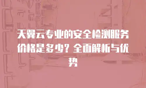 天翼云专业的安全检测服务价格是多少？全面解析与优势