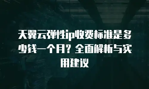 天翼云弹性ip收费标准是多少钱一个月？全面解析与实用建议