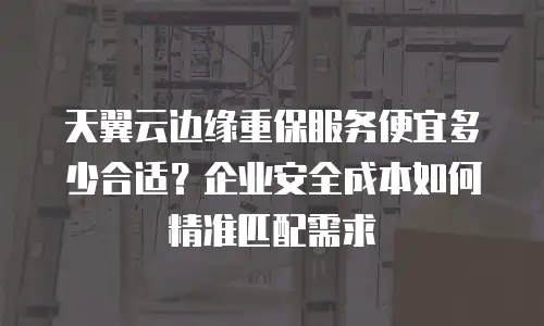 天翼云边缘重保服务便宜多少合适？企业安全成本如何精准匹配需求