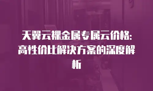 天翼云裸金属专属云价格：高性价比解决方案的深度解析