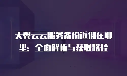 天翼云云服务备份返佣在哪里：全面解析与获取路径