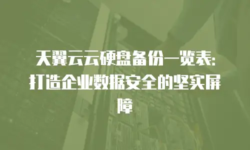 天翼云云硬盘备份一览表：打造企业数据安全的坚实屏障