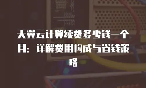 天翼云计算续费多少钱一个月：详解费用构成与省钱策略