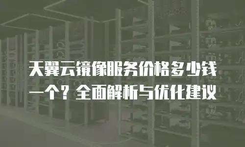 天翼云镜像服务价格多少钱一个？全面解析与优化建议