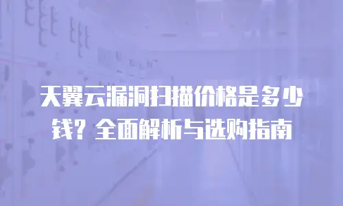天翼云漏洞扫描价格是多少钱？全面解析与选购指南