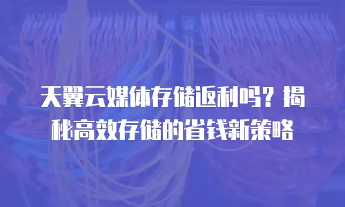 天翼云媒体存储返利吗？揭秘高效存储的省钱新策略