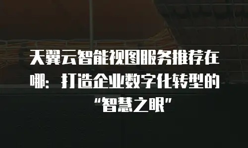 天翼云智能视图服务推荐在哪：打造企业数字化转型的&ldquo;智慧之眼&rdquo;