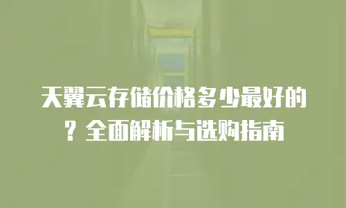 天翼云存储价格多少最好的？全面解析与选购指南