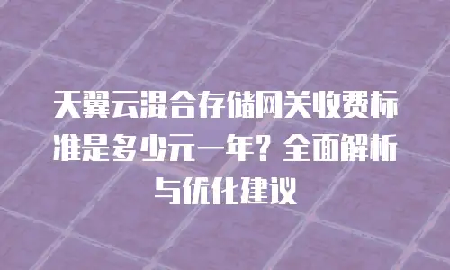 天翼云混合存储网关收费标准是多少元一年？全面解析与优化建议