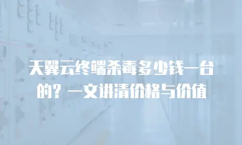天翼云终端杀毒多少钱一台的？一文讲清价格与价值