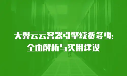 天翼云云容器引擎续费多少：全面解析与实用建议