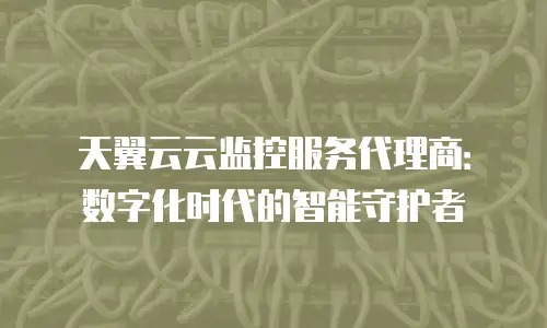 天翼云云监控服务代理商：数字化时代的智能守护者