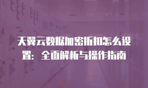 天翼云数据加密折扣怎么设置：全面解析与操作指南