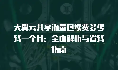 天翼云共享流量包续费多少钱一个月：全面解析与省钱指南