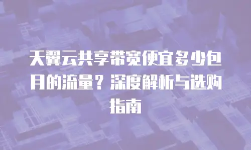 天翼云共享带宽便宜多少包月的流量？深度解析与选购指南
