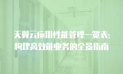 天翼云应用性能管理一览表：构建高效能业务的全景指南