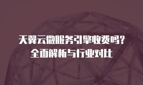 天翼云微服务引擎收费吗？全面解析与行业对比