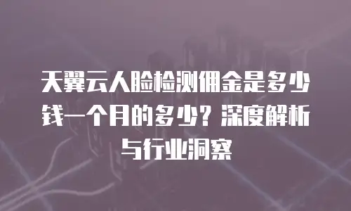 天翼云人脸检测佣金是多少钱一个月的多少？深度解析与行业洞察