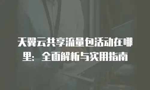 天翼云共享流量包活动在哪里：全面解析与实用指南