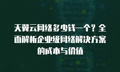 天翼云网络多少钱一个？全面解析企业级网络解决方案的成本与价值