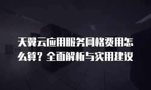 天翼云应用服务网格费用怎么算？全面解析与实用建议