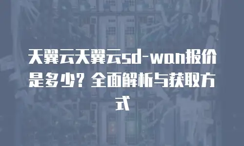 天翼云天翼云sd-wan报价是多少？全面解析与获取方式