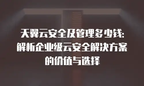天翼云安全及管理多少钱：解析企业级云安全解决方案的价值与选择