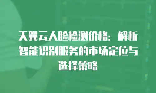 天翼云人脸检测价格：解析智能识别服务的市场定位与选择策略