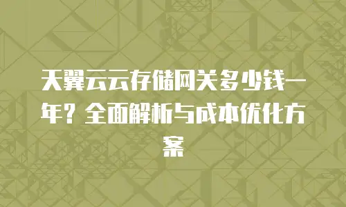 天翼云云存储网关多少钱一年？全面解析与成本优化方案