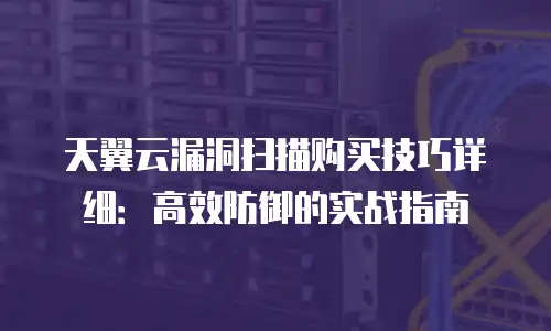 天翼云漏洞扫描购买技巧详细：高效防御的实战指南