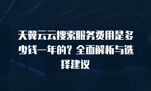 天翼云云搜索服务费用是多少钱一年的？全面解析与选择建议