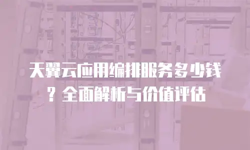 天翼云应用编排服务多少钱？全面解析与价值评估