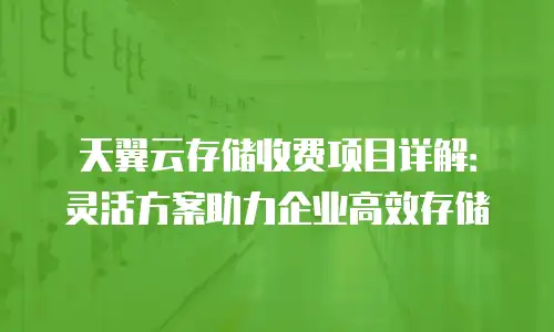 天翼云存储收费项目详解：灵活方案助力企业高效存储