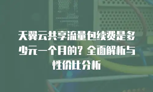 天翼云共享流量包续费是多少元一个月的？全面解析与性价比分析