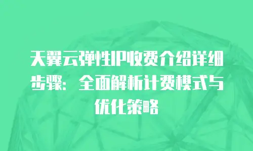 天翼云弹性IP收费介绍详细步骤：全面解析计费模式与优化策略