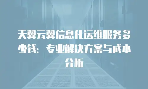 天翼云翼信息化运维服务多少钱：专业解决方案与成本分析