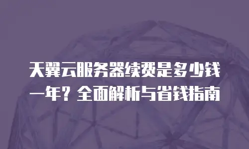天翼云服务器续费是多少钱一年？全面解析与省钱指南