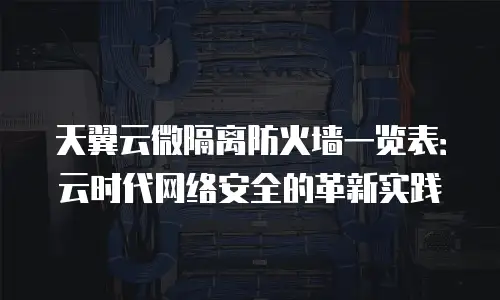 天翼云微隔离防火墙一览表：云时代网络安全的革新实践
