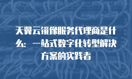 天翼云镜像服务代理商是什么：一站式数字化转型解决方案的实践者