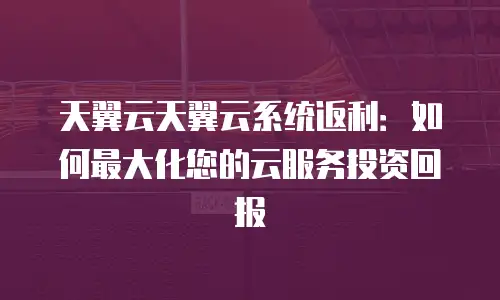 天翼云天翼云系统返利：如何最大化您的云服务投资回报