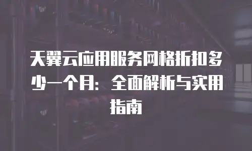 天翼云应用服务网格折扣多少一个月：全面解析与实用指南