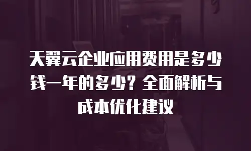 天翼云企业应用费用是多少钱一年的多少？全面解析与成本优化建议