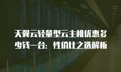 天翼云轻量型云主机优惠多少钱一台：性价比之选解析