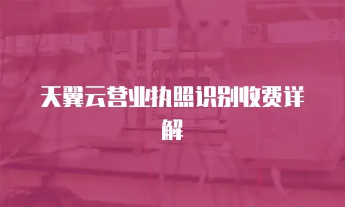天翼云营业执照识别收费详解