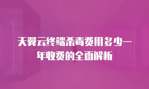 天翼云终端杀毒费用多少一年收费的全面解析