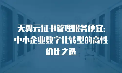 天翼云证书管理服务便宜：中小企业数字化转型的高性价比之选