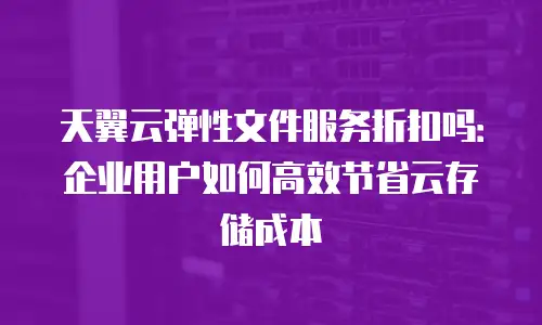 天翼云弹性文件服务折扣吗：企业用户如何高效节省云存储成本