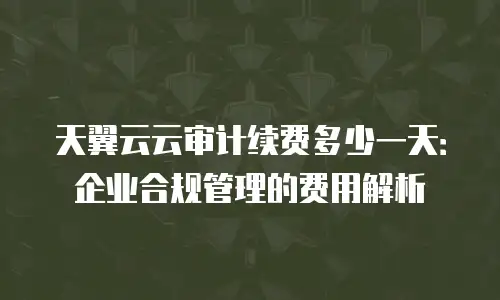 天翼云云审计续费多少一天：企业合规管理的费用解析