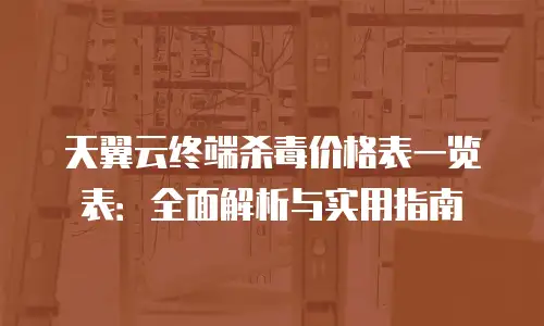 天翼云终端杀毒价格表一览表：全面解析与实用指南