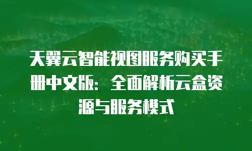天翼云智能视图服务购买手册中文版：全面解析云盒资源与服务模式